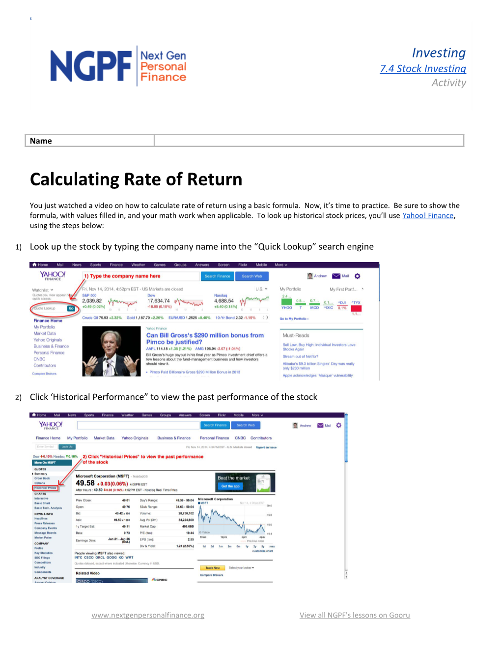 7.4 Stock Investing