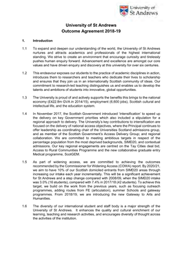 University of St Andrews Outcome Agreement 2018-19