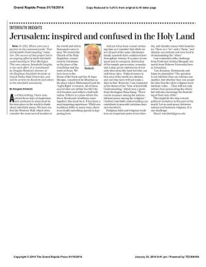 Jerusalem: Inspired and Confused in the Holy Land