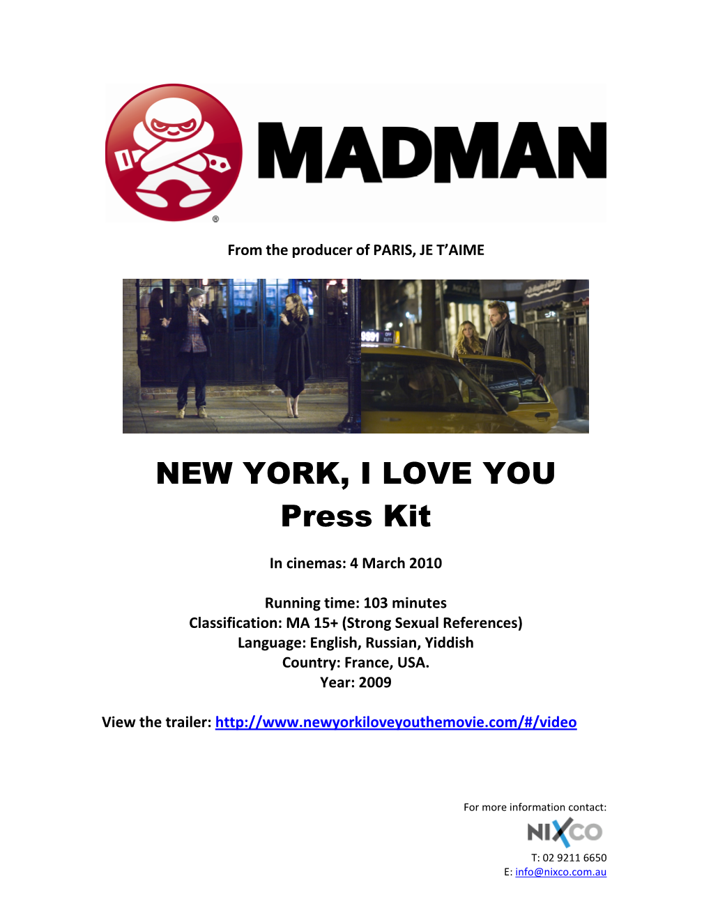 NYILY Madman Press Kit Jan 2010