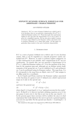 Explicit Kummer Surface Formulas for Arbitrary Characteristic