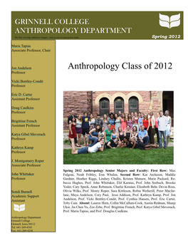 Anthropology Class of 2012 Professor