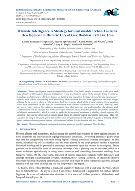 Climate Intelligence, a Strategy for Sustainable Urban Tourism Development in Historic City of Gaz Borkhar, Isfahan, Iran