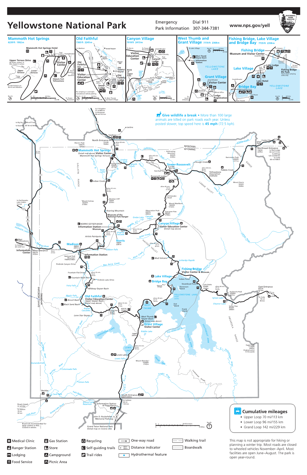 Yellowstone National Park Park Information 307-344-7381