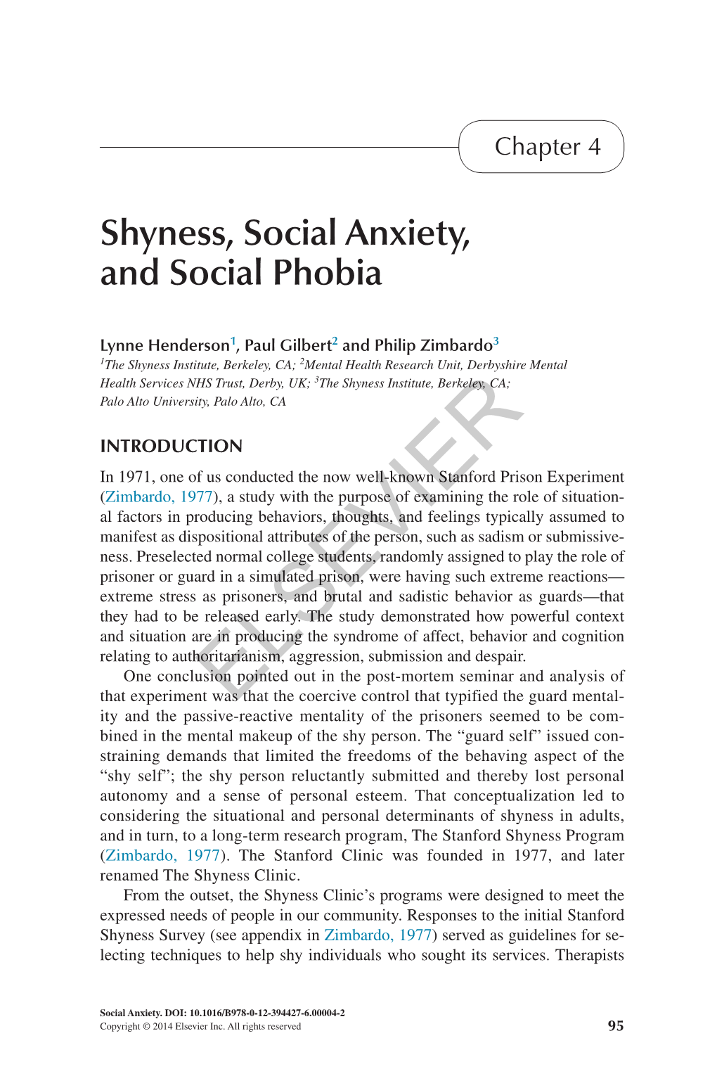 Shyness, Social Anxiety, and Social Phobia