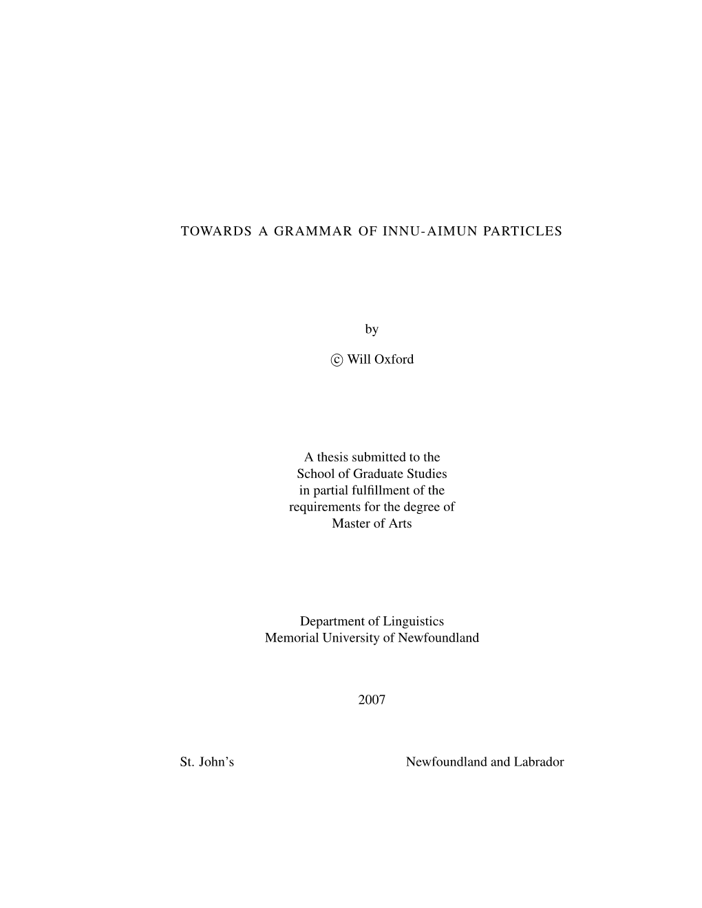 Towards a Grammar of Innu-Aimun Particles