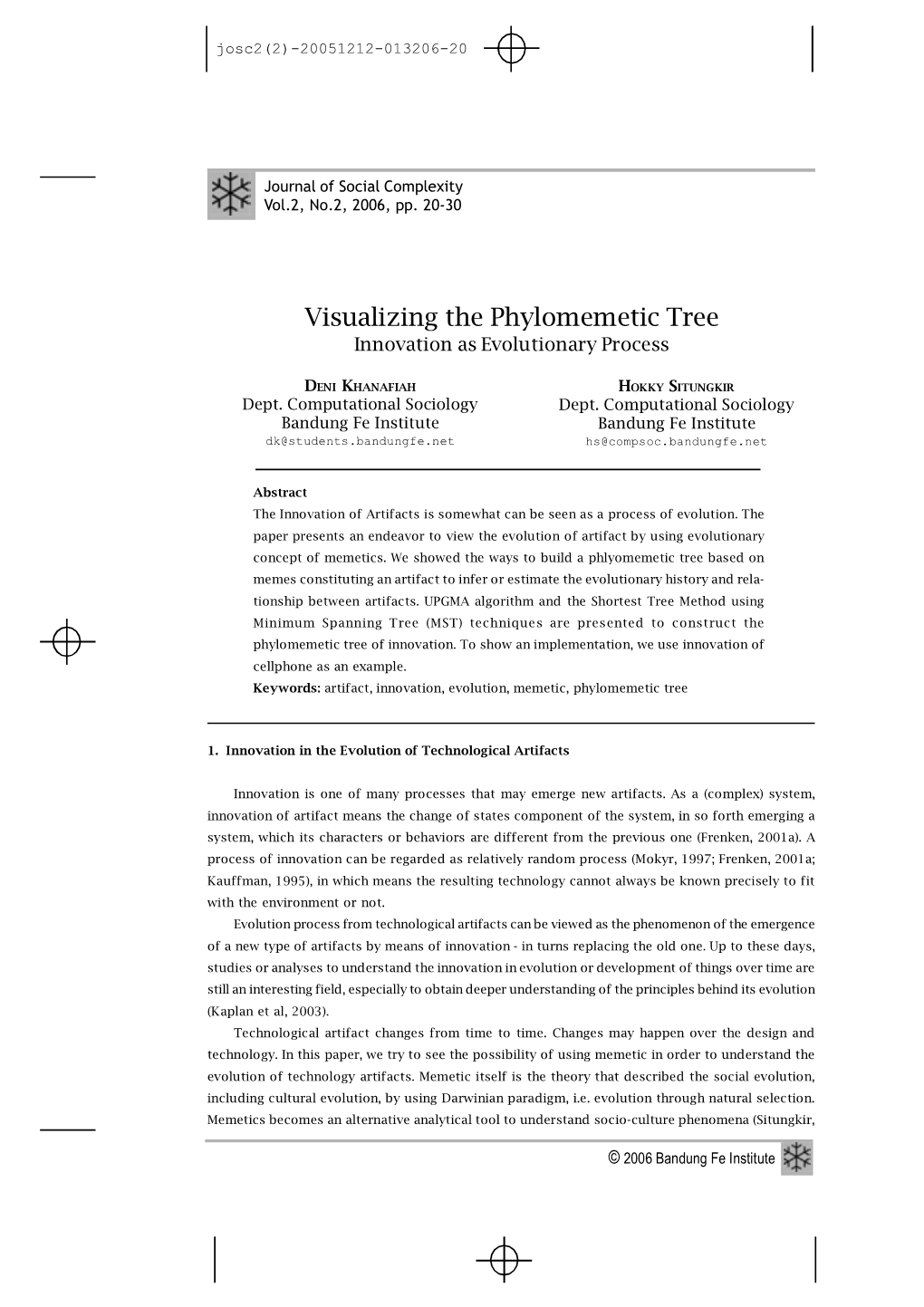 Visualizing the Phylomemetic Tree. Innovation As Evolutionary Process