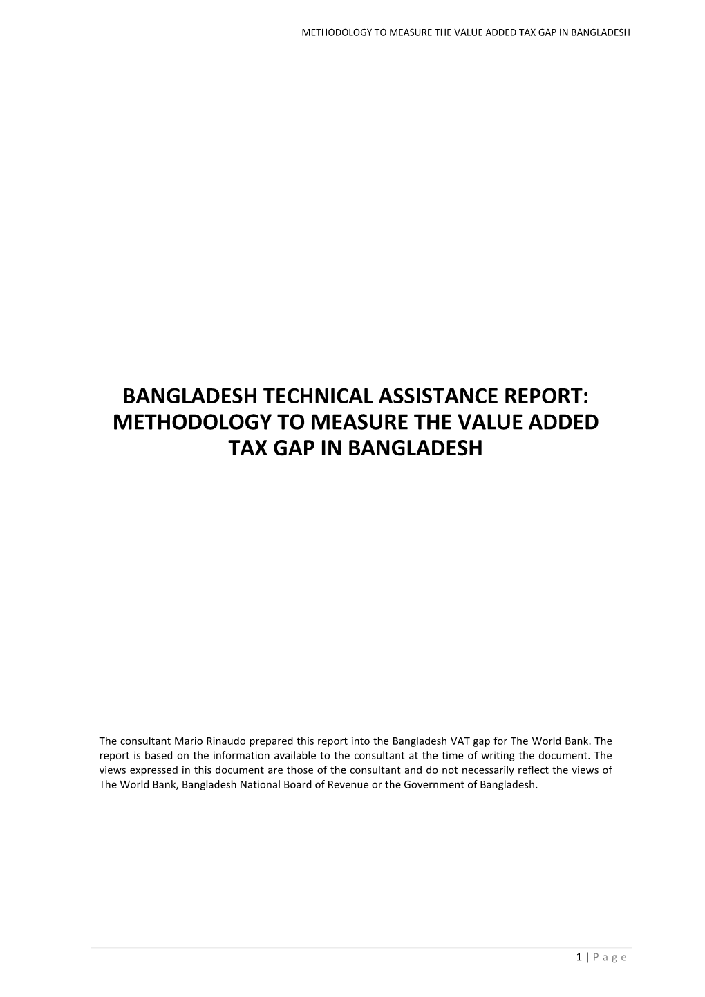 Methodology to Measure the Value Added Tax Gap in Bangladesh