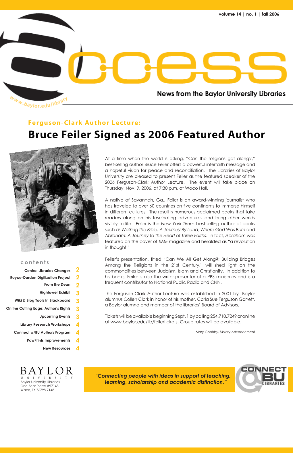 Bruce Feiler Signed As 2006 Featured Author