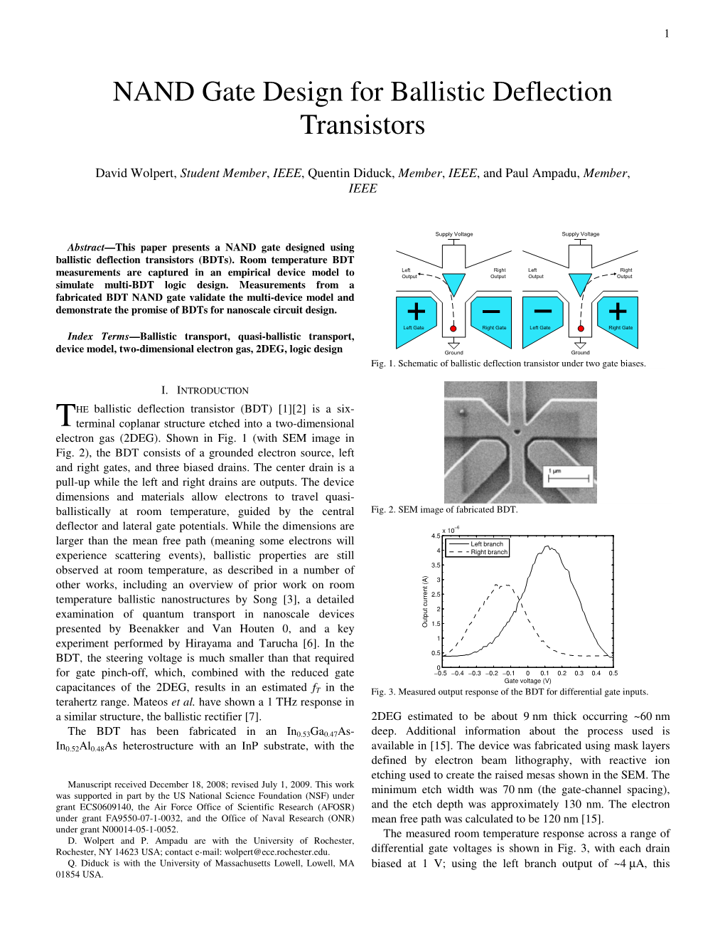 NAND Gate Design for Ballistic Deflection Transistors