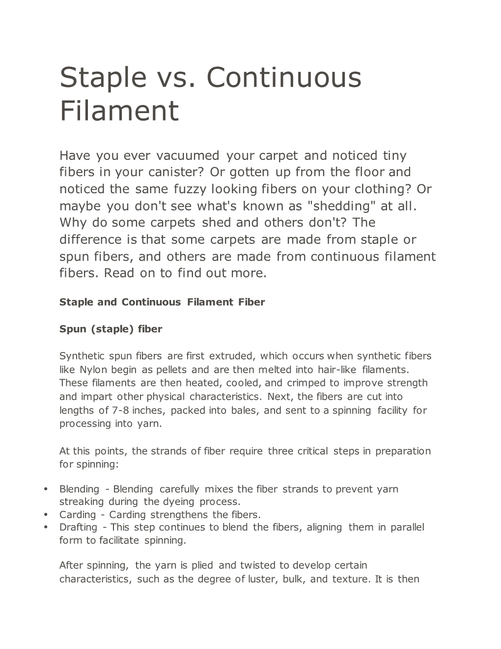 Staple Vs. Continuous Filament