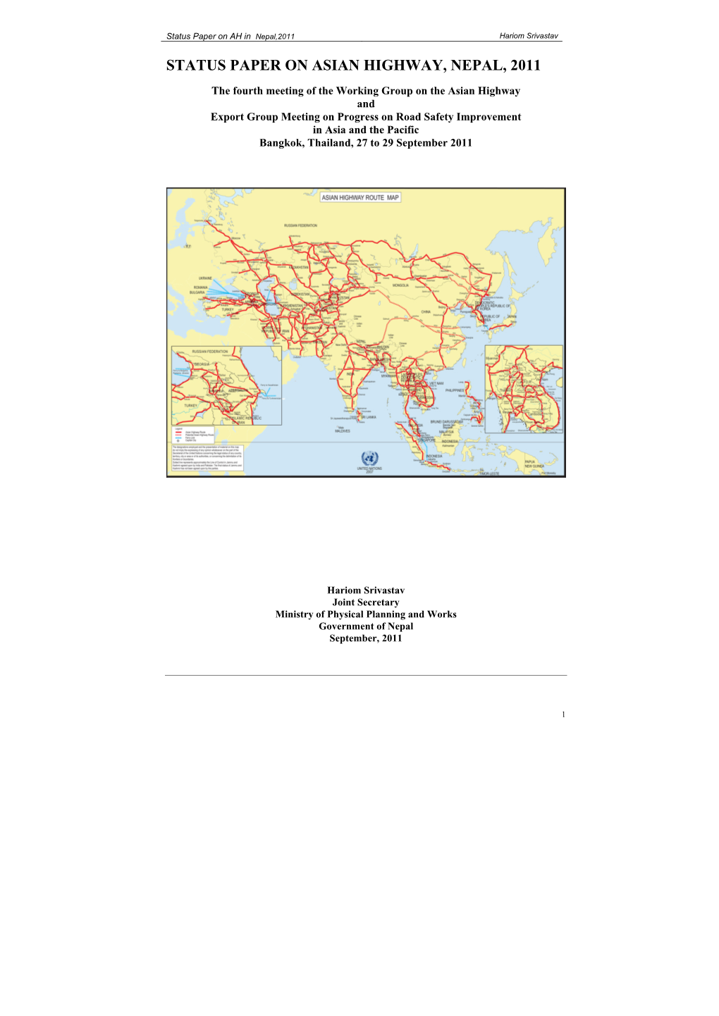 Status Paper on Asian Highway, Nepal, 2011