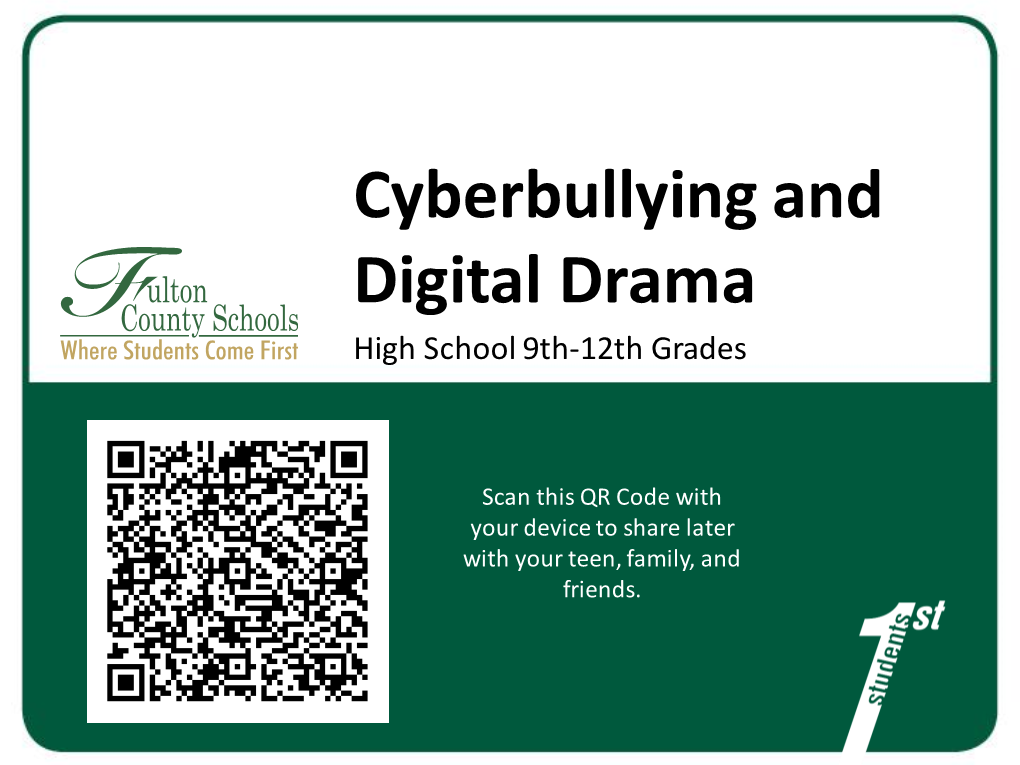 Cyberbullying and Digital Drama High School 9Th-12Th Grades
