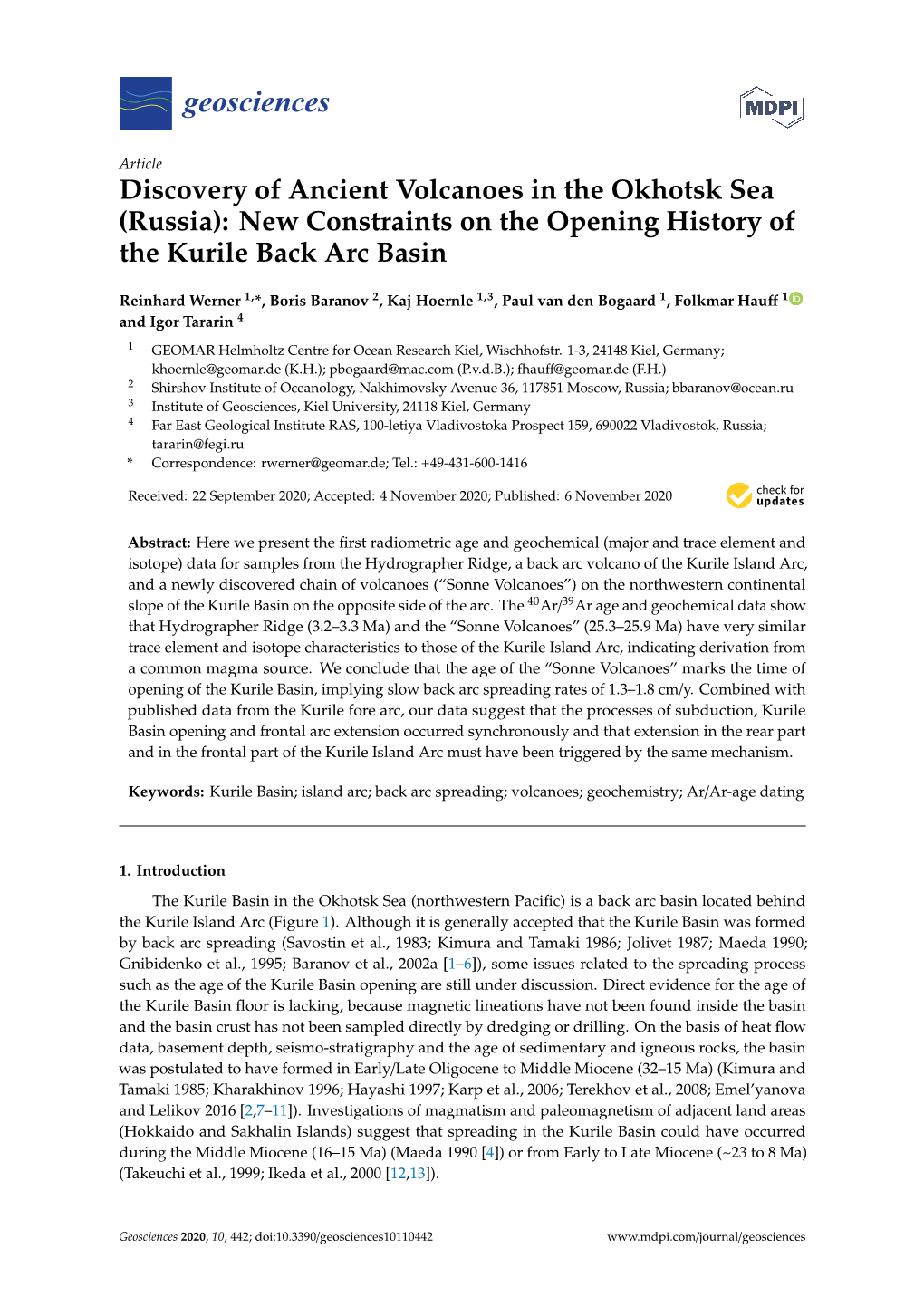 New Constraints on the Opening History of the Kurile Back Arc Basin