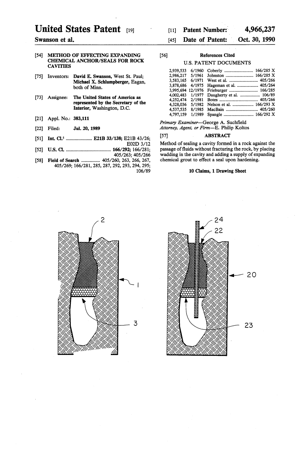 United States Patent (19) [11] Patent Number: 4,966,237 Swanson Et Al
