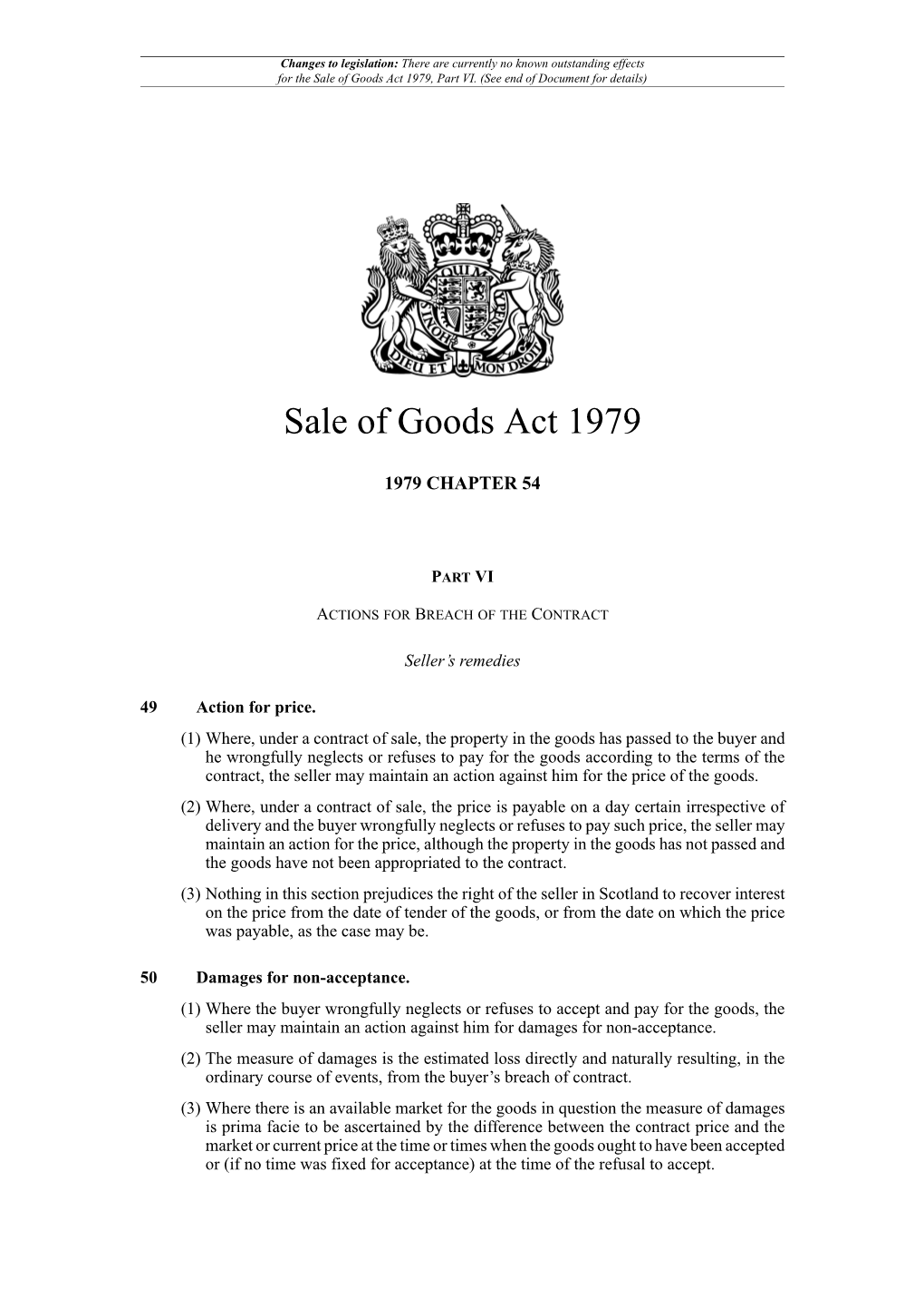 Sale of Goods Act 1979, Part VI