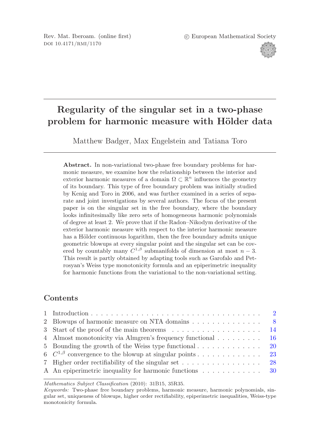 Regularity of the Singular Set in a Two-Phase Problem for Harmonic Measure with H¨Older Data