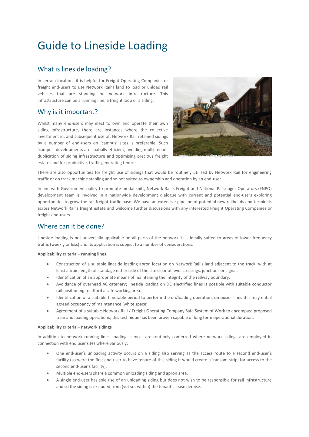 Guide to Lineside Loading