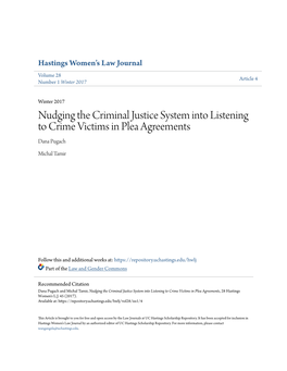 Nudging the Criminal Justice System Into Listening to Crime Victims in Plea Agreements Dana Pugach