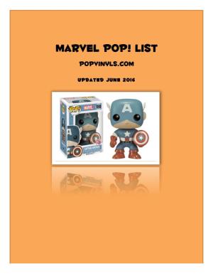 Marvel Pop! List Popvinyls.Com