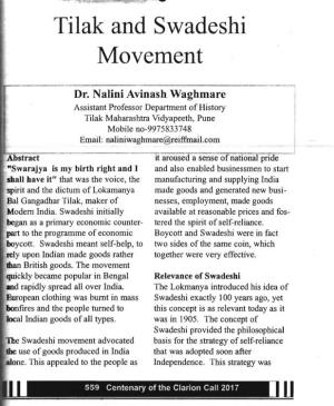 Tilak and Swadeshi Movement