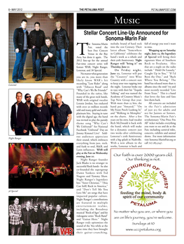 Stellar Concert Line-Up Announced for Sonoma-Marin Fair He Sonoma-Marin Melodic Brand of Hard Rock Full of Energy You Won't Want Fair, Voted the Into the 21St Century