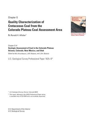Chapter G—Quality Characterization of Cretaceous Coal from The