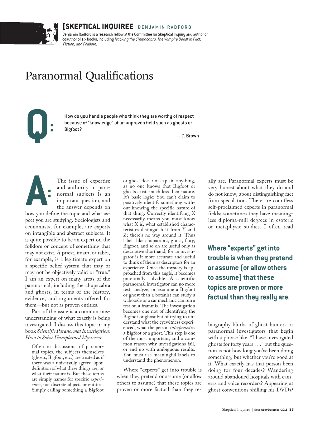 Paranormal Qualifications
