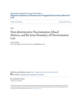 Non-Determinative Discrimination, Mixed Motives, and the Inner