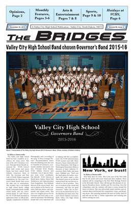 Valley City High School Band Chosen Governor's Band 2015-16