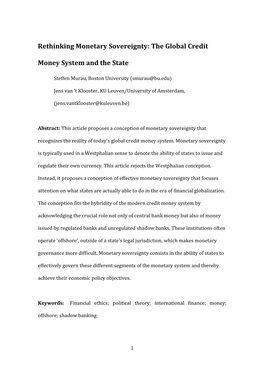 Rethinking Monetary Sovereignty: the Global Credit Money System And