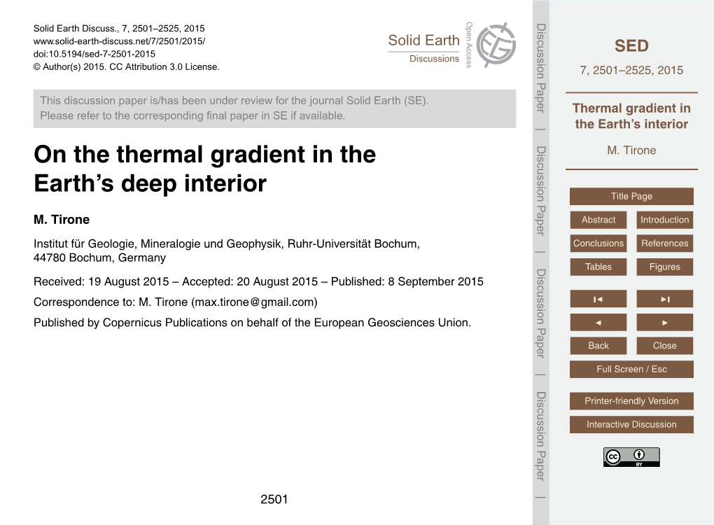 Thermal Gradient in the Earth's Interior