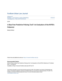 A Bias-Free Predictive Policing Tool?: an Evaluation of the NYPD's Patternizr