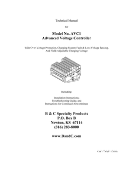 Model No. AVC1 Advanced Voltage Controller