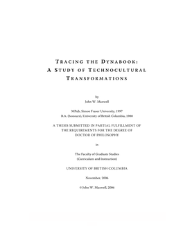 T Racing the D Ynabook : As Tudy of T Echnocultural T Ransformations