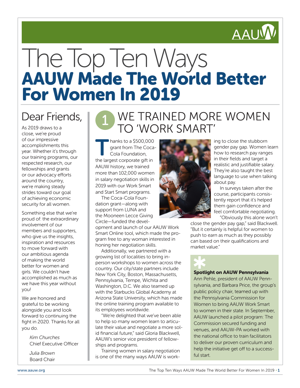 Complete Review of AAUW's 2019 Accomplishments