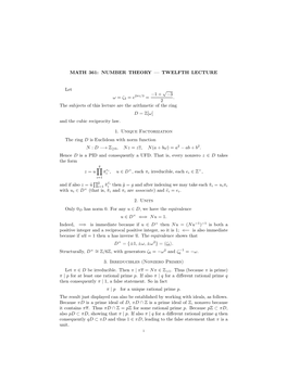 The Eisenstein Integers and Cubic Reciprocity