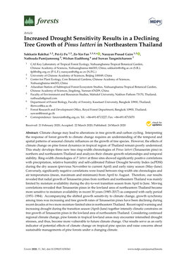 Increased Drought Sensitivity Results in a Declining Tree Growth of Pinus Latteri in Northeastern Thailand