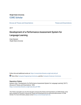 Development of a Performance Assessment System for Language Learning