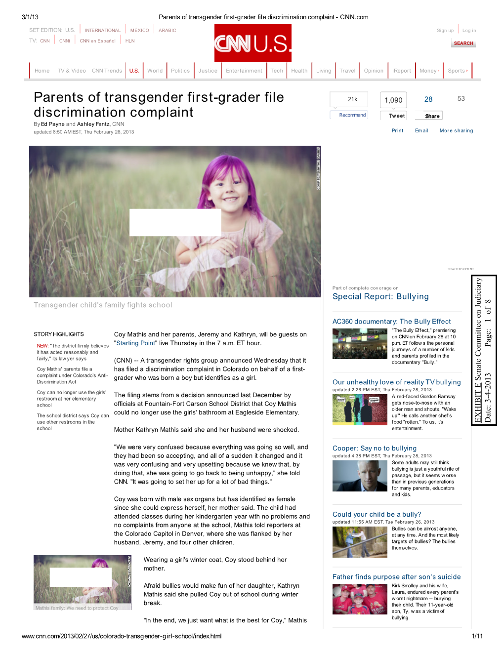 Parents of Transgender First-Grader File Discrimination Complaint - CNN.Com