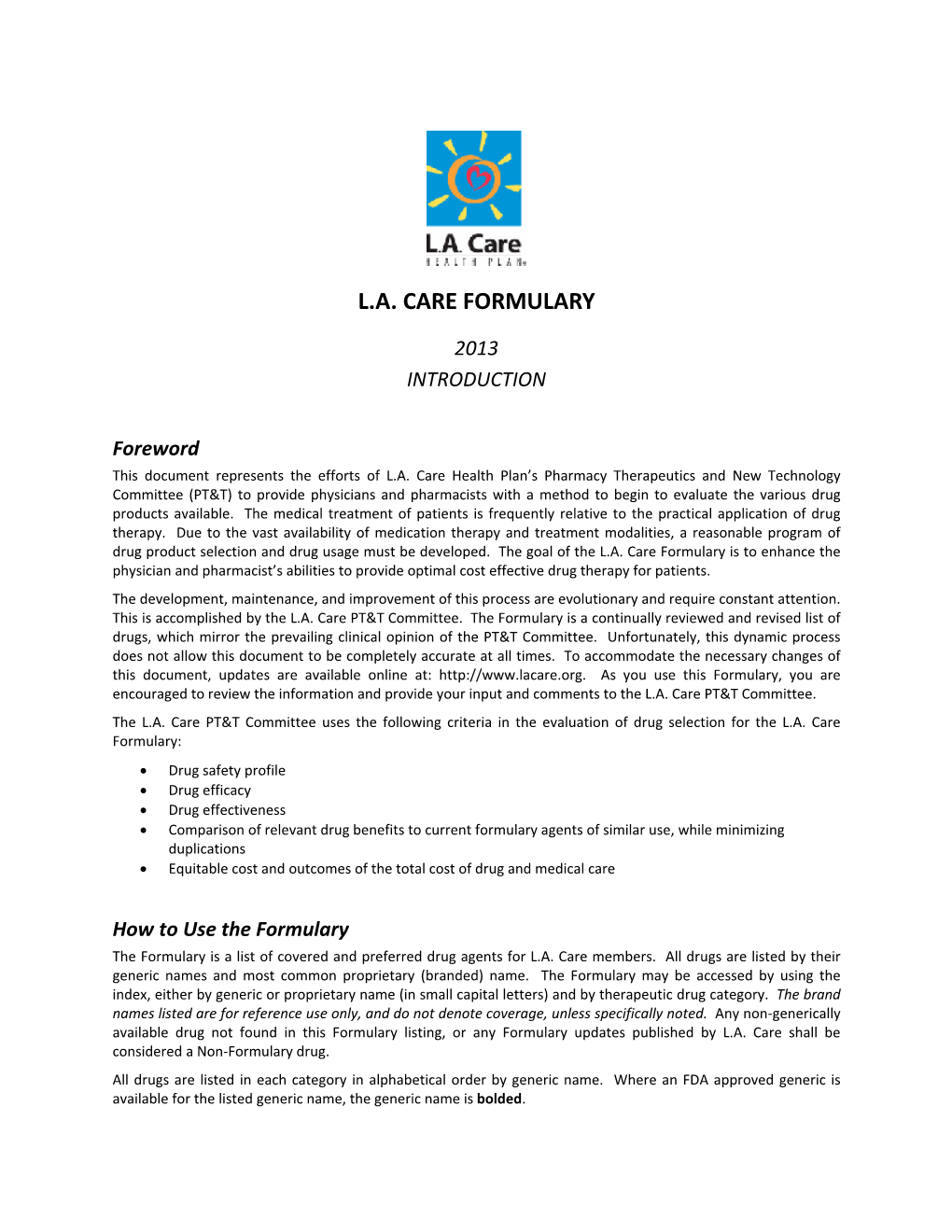 L.A. Care Formulary