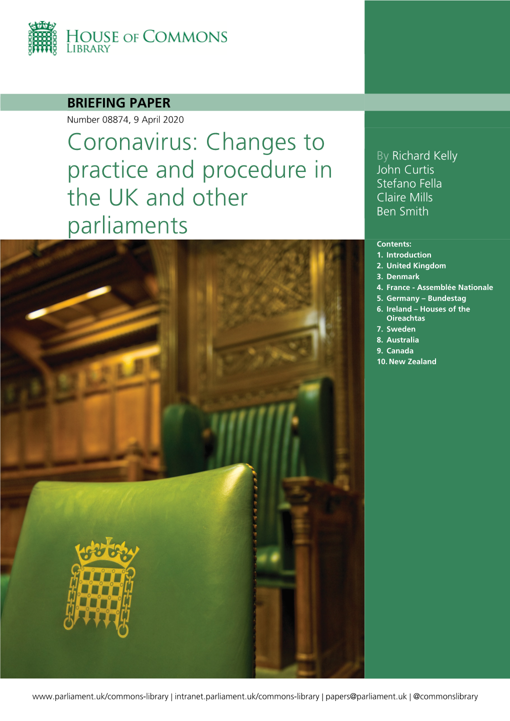 Changes to Practice and Procedure in the UK and Other Parliaments