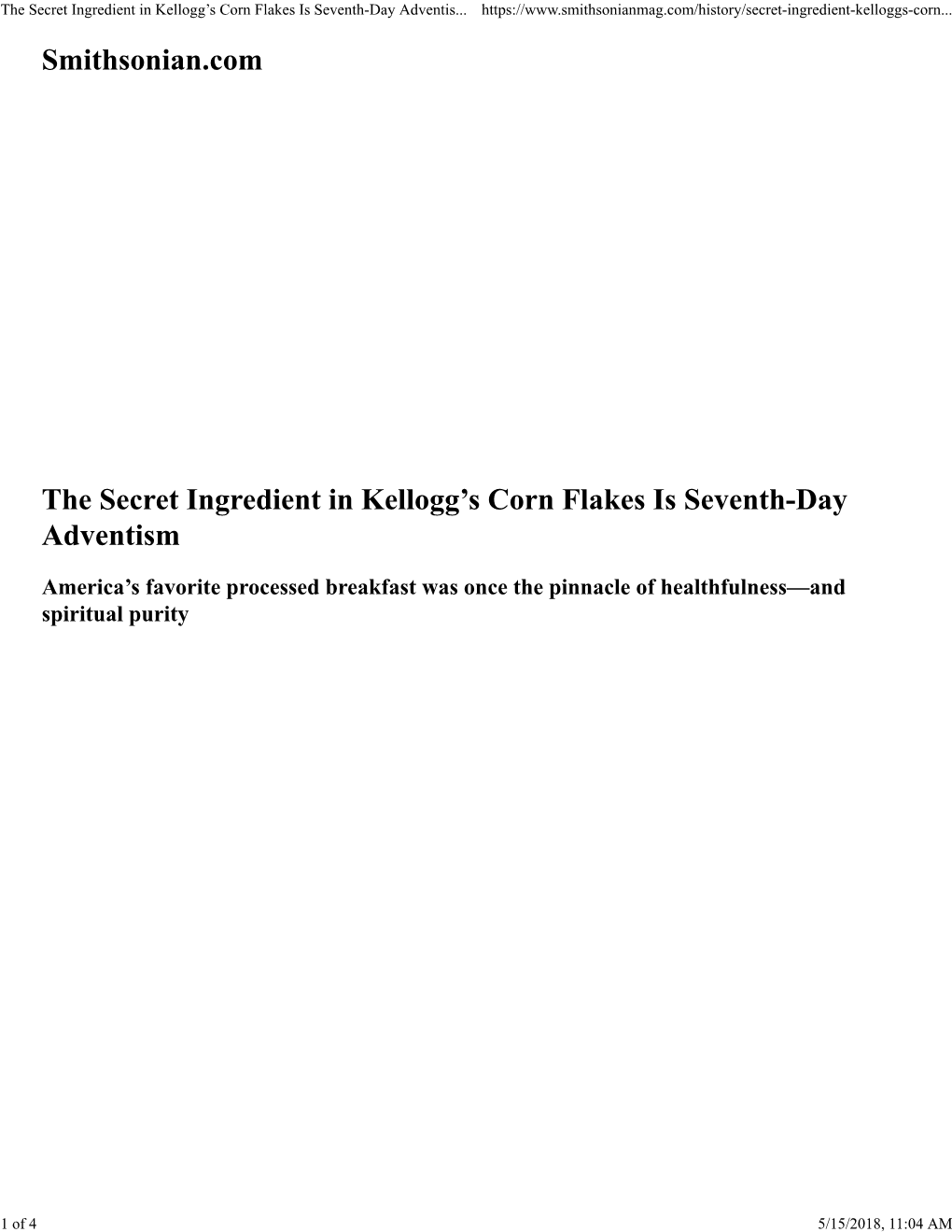 The Secret Ingredient in Kellogg's Corn Flakes Is Seventh-Day