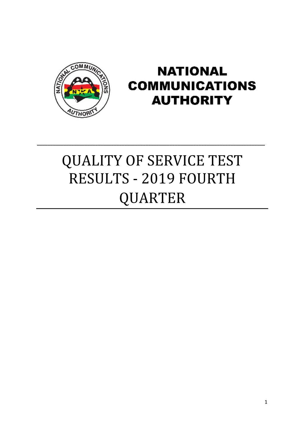 Quality of Service Test Results for Q4 2019