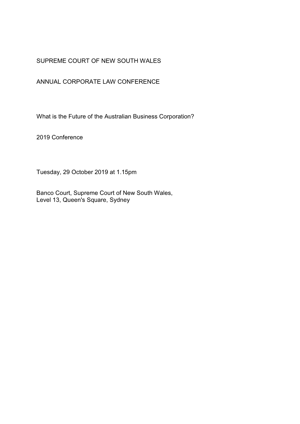 Supreme Court of New South Wales Annual Corporate