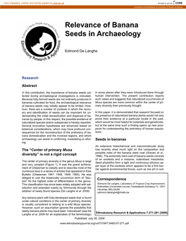Relevance of Banana Seeds in Archaeology