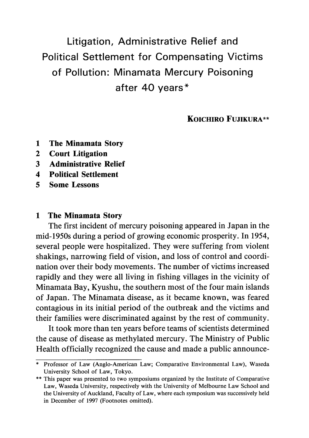 Of Pollution: Minamata Mercury Poisoning After 40 Years*