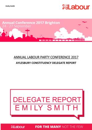 Annual Labour Party Conference 2017 Aylesbury Constituency Delegate Report