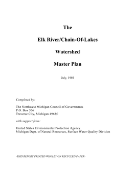 The Elk River/Chain-Of-Lakes Watershed Master Plan