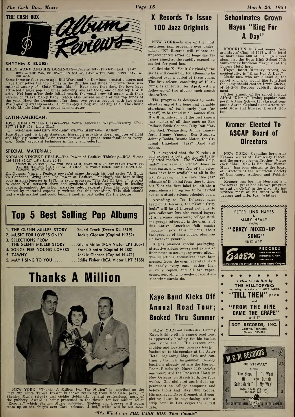 Cash Box , Music 15 March 20, 1954